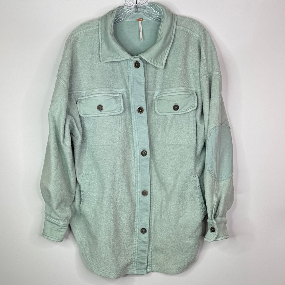 Free People Ruby Blue Button Up Jacket Shacket Si… - image 1